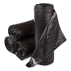 Inteplast Group High-Density Commercial Can Liner Value Pack, 60 gal, 19 mic, 38" x 58", Black, Interleaved Roll, 25 Bags/Roll, 6 Rolls/CT (IBSVALH3860K22)