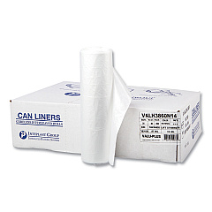 Inteplast Group High-Density Commercial Can Liner Value Pack, 60 gal, 12 mic, 38" x 58", Clear, Interleaved Roll, 25 Bags/Roll, 8 Rolls/CT (IBSVALH3860N14)