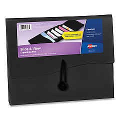 Avery Slide and View Expanding File, 6 Sections, Hook/Loop Closure, Letter Size, Black (AVE73542)