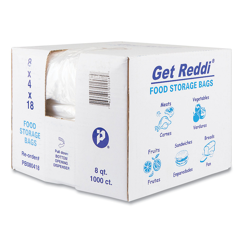 Inteplast Group Food Bags, 2 gal, 8" x 4" x 18", Clear, 1,000/Carton (IBSPB080418)