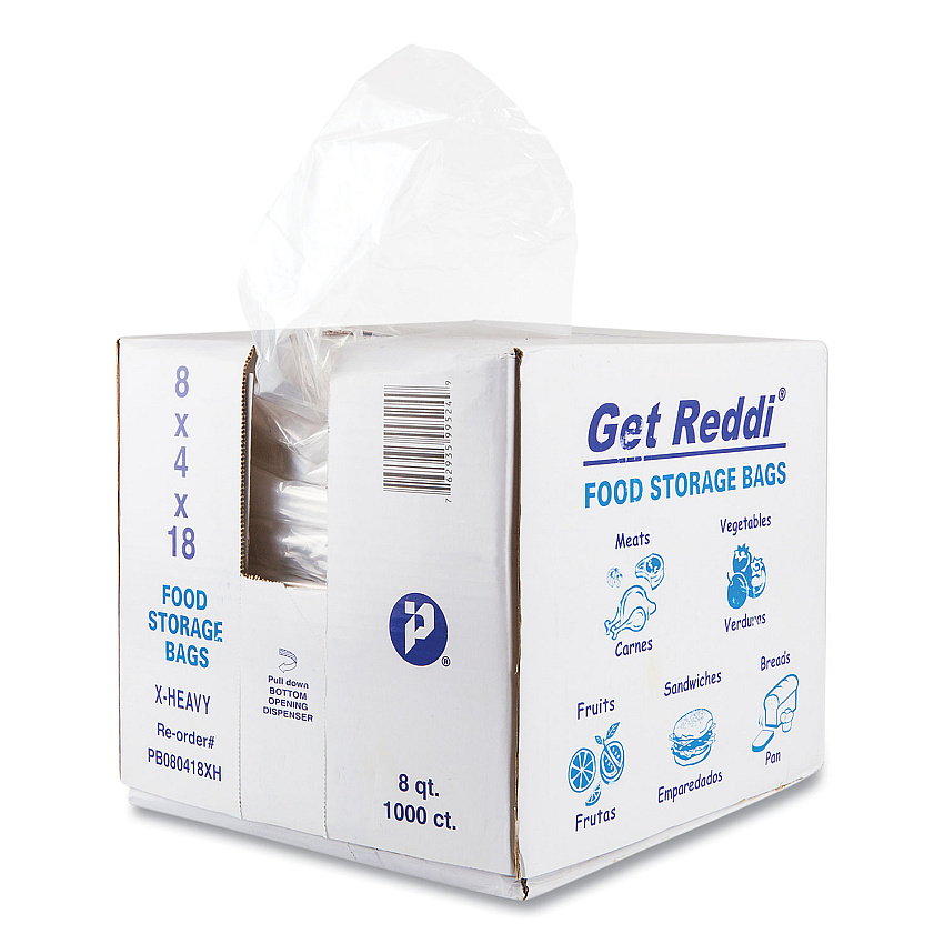 Inteplast Group Food and Utility Bags, 2 gal, 8" x 4" x 18", Clear, 1,000/Carton (IBSPB080418XH)