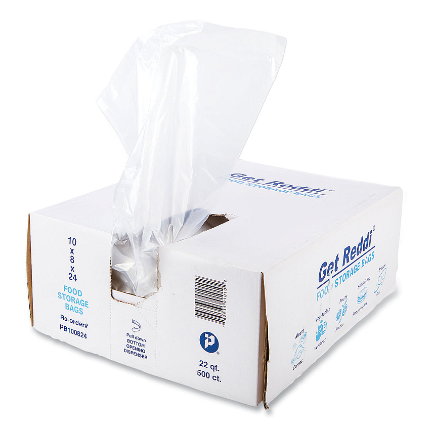 Inteplast Group Food Bags, 5.5 gal, 10" x 8" x 24", Clear, 500/Carton (IBSPB100824)
