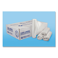 Inteplast Group High-Density Commercial Can Liners, 30 gal, 13 mic, 30" x 37", Clear, Interleaved Roll, 25 Bags/Roll, 20 Rolls/Carton (IBSS303713N)