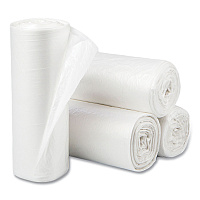 Inteplast Group High-Density Commercial Can Liners, 60 gal, 12 mic, 38" x 60", Clear, Interleaved Roll, 25 Bags/Roll, 8 Rolls/Carton (IBSS386012N)