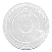 Karat PET Lids, Flat with Straw Slot, Fits 32 oz Cold Cups, Clear 500/Carton (KRTCKC107TS)