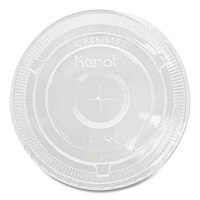 Karat PET Lids, Flat with Straw Slot, Fits 32 oz Cold Cups, Clear 500/Carton (KRTCKC107TS)