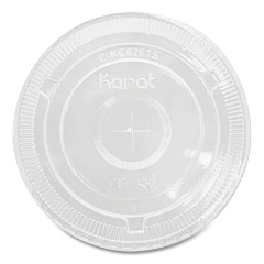 Karat PET Lids, Flat with Straw Slot, Fits 32 oz Cold Cups, Clear 500/Carton (KRTCKC107TS)