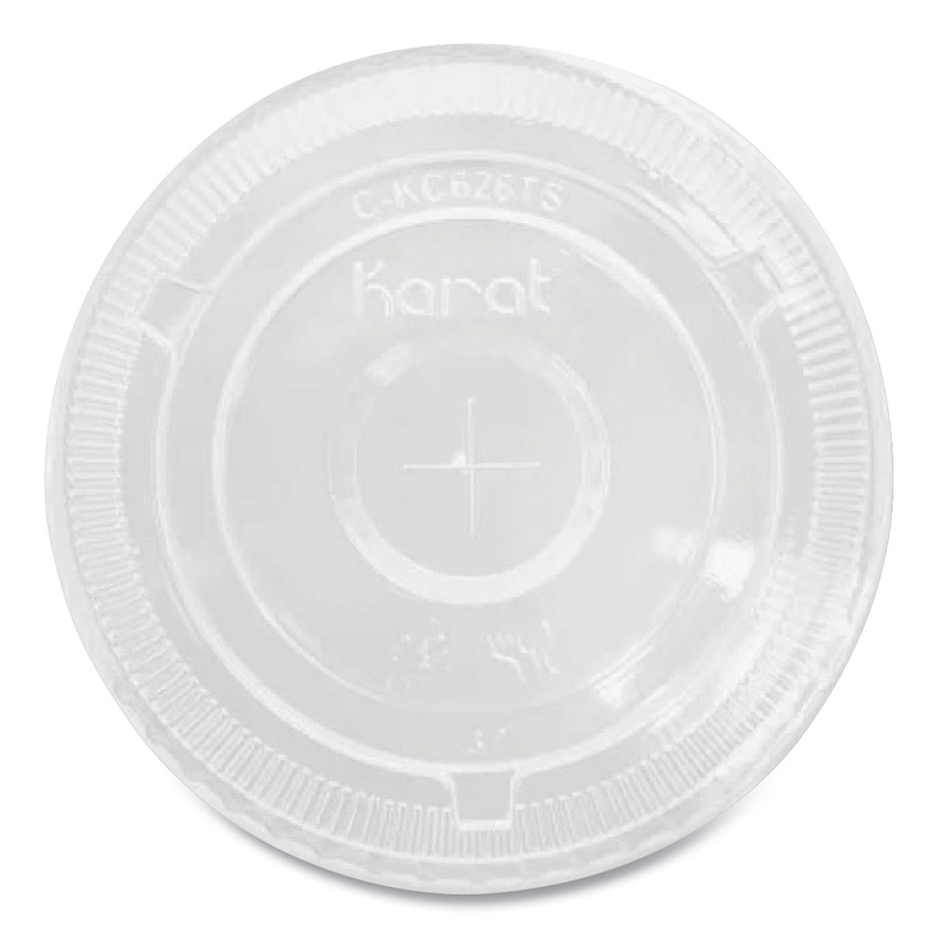 Karat PET Lids, Flat with Straw Slot, Fits 32 oz Cold Cups, Clear 500/Carton (KRTCKC107TS)