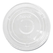 Karat PET Lids, Flat with Straw Slot, Fits 12 oz to 24 oz Cold Cups, Clear, 1,000/Carton (KRTCKC626TS)