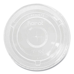Karat PET Lids, Flat with Straw Slot, Fits 12 oz to 24 oz Cold Cups, Clear, 1,000/Carton (KRTCKC626TS)