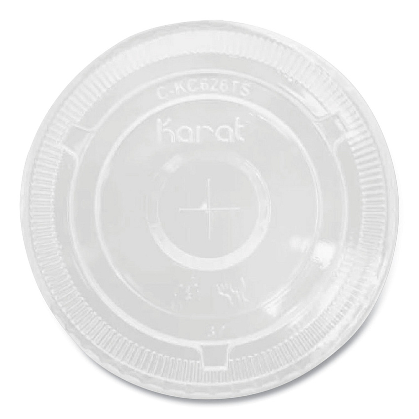 Karat PET Lids, Flat with Straw Slot, Fits 12 oz to 24 oz Cold Cups, Clear, 1,000/Carton (KRTCKC626TS)