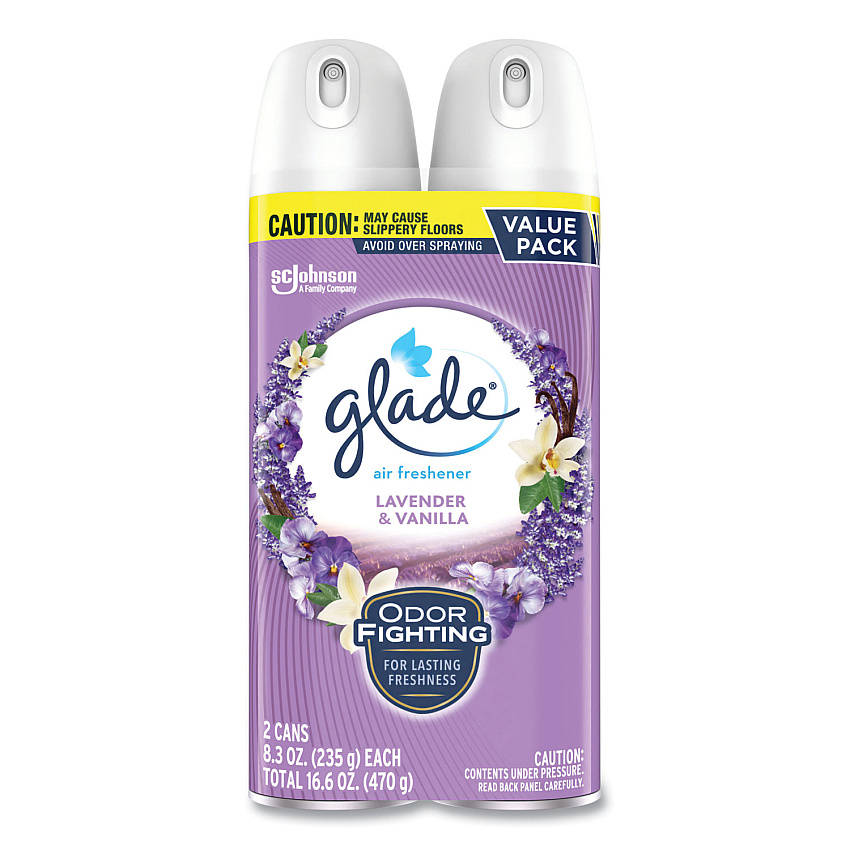 Glade Air Freshener, Lavender & Vanilla, Scent, 8.3 oz Aerosol Spray, 2/Pack, 3 Packs/Carton (SJN357477)