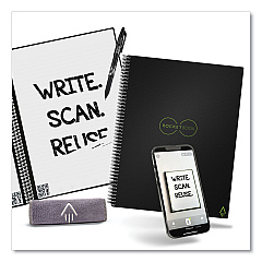Rocketbook Core Smart Notebook, Wide/Legal Rule, Black Cover, (18) 8.8 x 6 Sheets (RKBEVR2EKA)