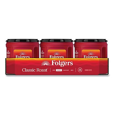 Folgers Coffee, Classic Roast, Ground, 25.9 oz Canister, 6/Carton (FOL20421CT)