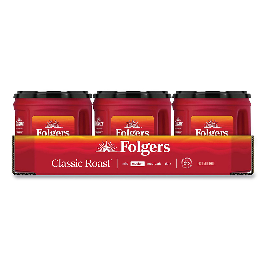Folgers Coffee, Classic Roast, Ground, 25.9 oz Canister, 6/Carton (FOL20421CT)