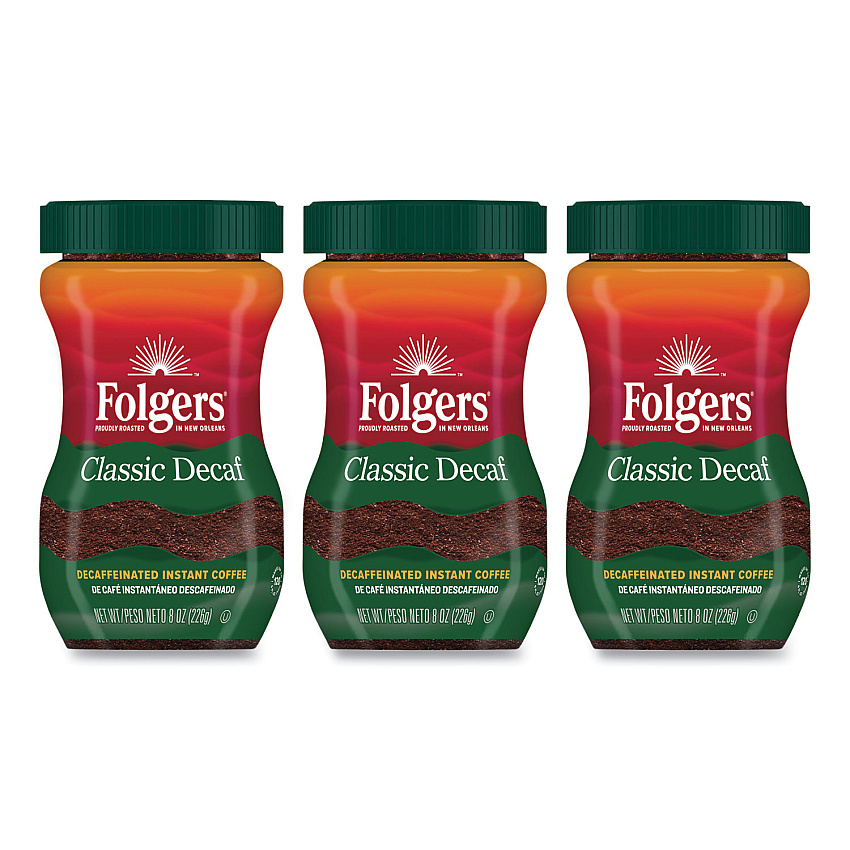 Folgers Instant Coffee Crystals, Classic Decaf, 8 oz (FOL20630)