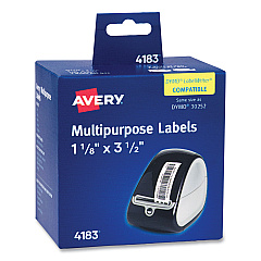 Avery Multipurpose Thermal Labels, 3.5 x 1.3, White, 350/Roll, 2 Rolls/Box (AVE4183)