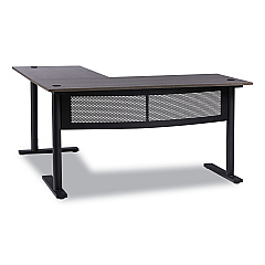 Workspace by Alera L-Shaped Writing Desk, 59.05" x 59.05" x 29.53", Gray/Black (ALEWSL5959GB)