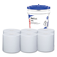 WypAll Power Clean Wipers for WetTask Customizable Wet Wiping System with (1) Bucket, 6 x 12, Unscented, 95/Roll, 6 Rolls/Carton (KCC06001)