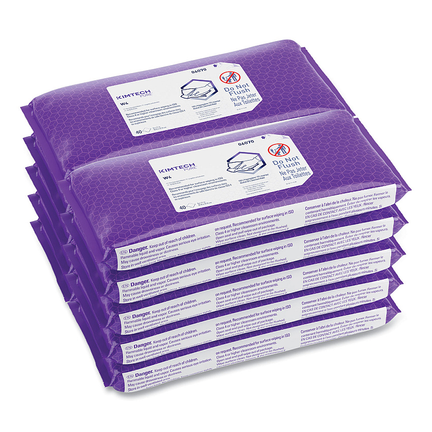 Kimtech W4 PreSat Alcohol Wipers, 70% IPA, 1-Ply, 9 x 11, White, 40/Pack, 10 Packs/Carton (KCC06070)