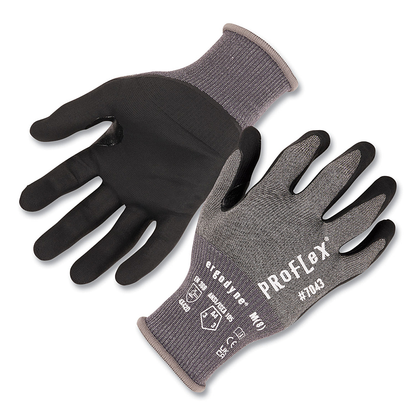 ergodyne ProFlex 7043 ANSI A4 Nitrile Coated CR Gloves, Gray, Medium, 1 Pair (EGO10523)