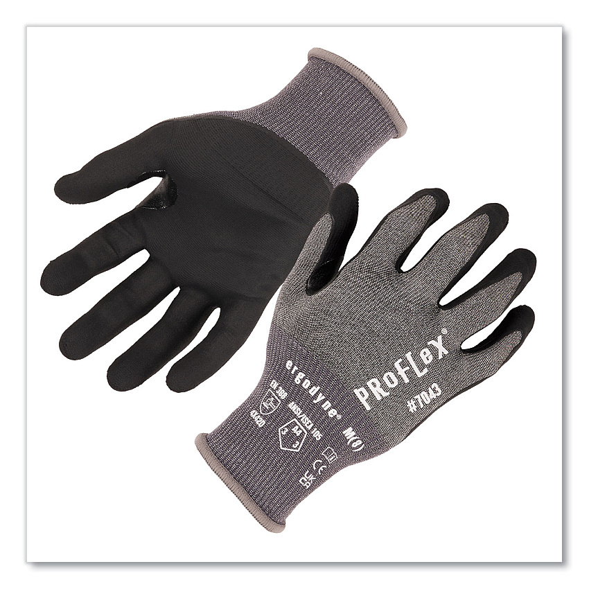 ergodyne ProFlex 7043 ANSI A4 Nitrile Coated CR Gloves, Gray, Large, 12 Pairs (EGO10514)