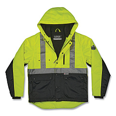 ergodyne GloWear 8275 Class 2 Heavy-Duty Hi-Vis Workwear Sherpa Lined Jacket, Medium, Lime (EGO23973)
