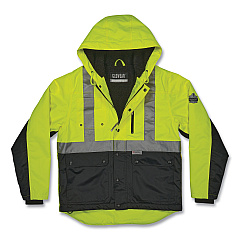 ergodyne GloWear 8275 Class 2 Heavy-Duty Hi-Vis Workwear Sherpa Lined Jacket, 2X-Large, Lime (EGO23976)