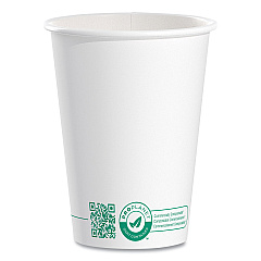 Solo Compostable Paper Hot Cups, ProPlanet Seal, 12 oz, White/Green, 50/Pack (SCC412PLAPLATPK)