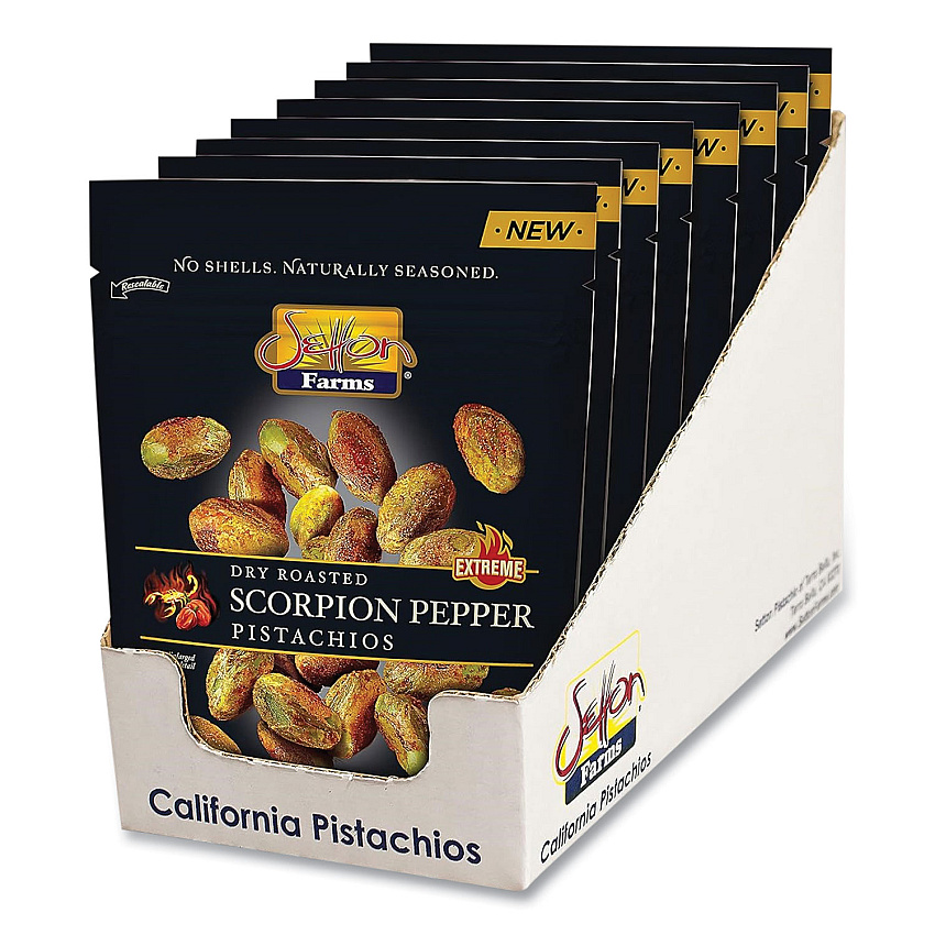 Setton Farms Scorpion Pepper Pistachios, 2.5 oz Bag, 8/Carton (SEF5901)