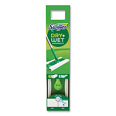 Swiffer Sweeper Mop, 10 x 4.8 White, Cloth Head, 46" Green/Silver Aluminum/Plastic Handle, 6/Carton (PGC75725)