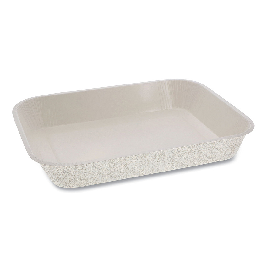 Pactiv Evergreen Pressware Classic Stoneware Dual-Ovenable Paperboard Tray, 45 oz Capacity, 9.97 x 7.47 x 1.5, White with Brown Specks, 250/CT (PCTPCS7014XP)
