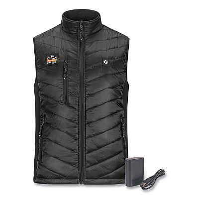 ergodyne N-Ferno 6495 Rechargeable Heated Vest with Battery Power Bank, Fleece/Polyester, 2X-Large, Black (EGO41705)