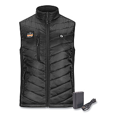 ergodyne N-Ferno 6495 Rechargeable Heated Vest with Battery Power Bank, Fleece/Polyester, 4X-Large, Black (EGO41707)