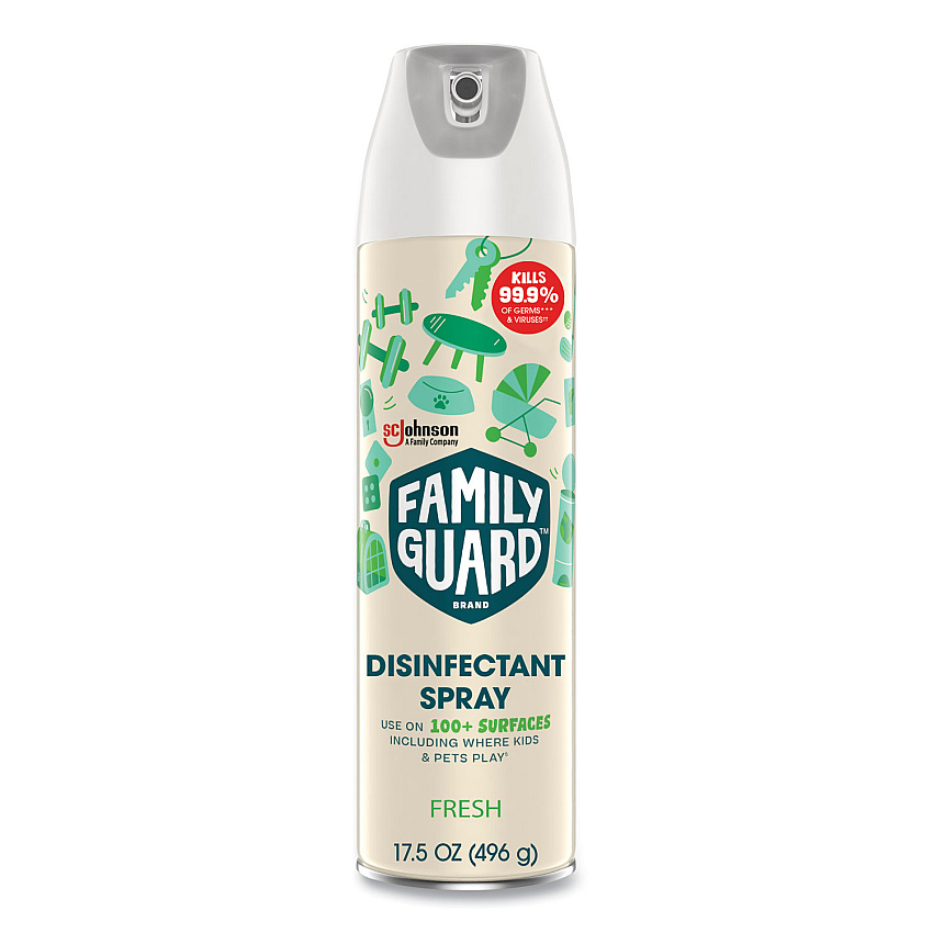 FamilyGuard Disinfectant Spray, Fresh Scent, 17.5 oz Aerosol Spray, 8/Carton (SJN327164)