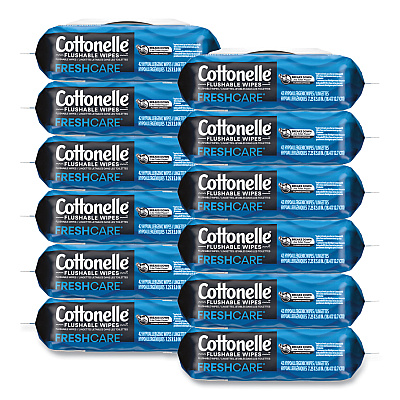 Cottonelle Fresh Care Flushable Cleansing Cloths, 1-Ply, 3.75 x 5.5, White, 42/Pack, 12 Packs/Carton (KCC44932CT)