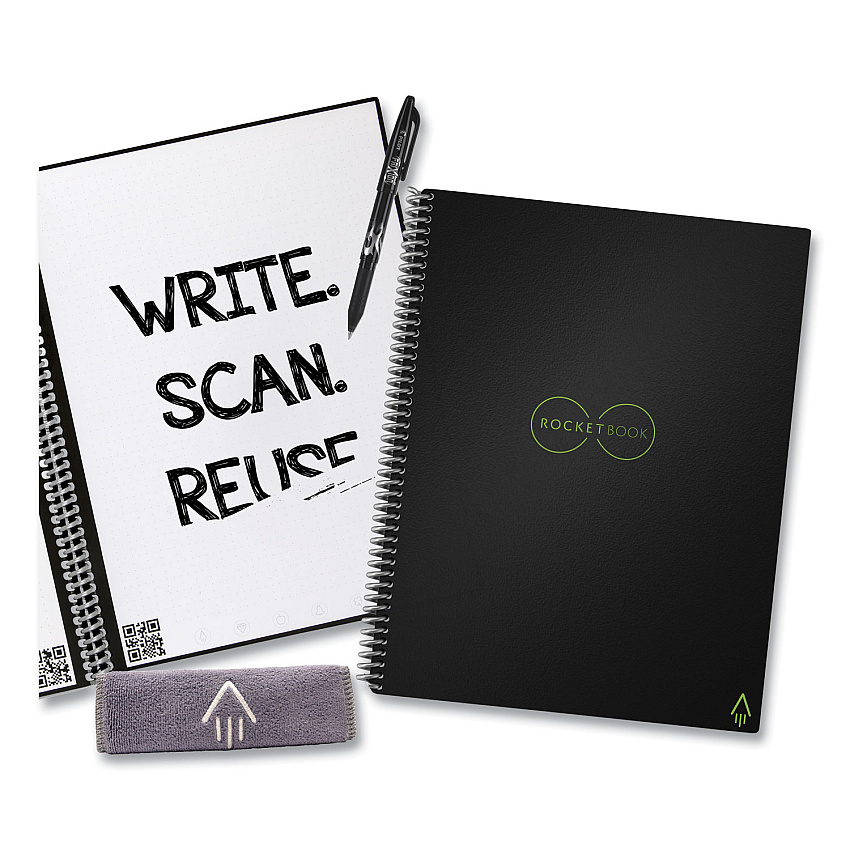 Rocketbook Core Smart Notebook, Lined Rule, Black Cover, (16) 11 x 8.5 Sheets (RKBEVR2LKA)