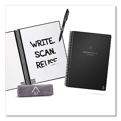 Rocketbook Fusion Smart Notebook, Seven Assorted Page Formats, Black Cover, (18) 8.8 x 6 Sheets (RKBEVRFEKA)