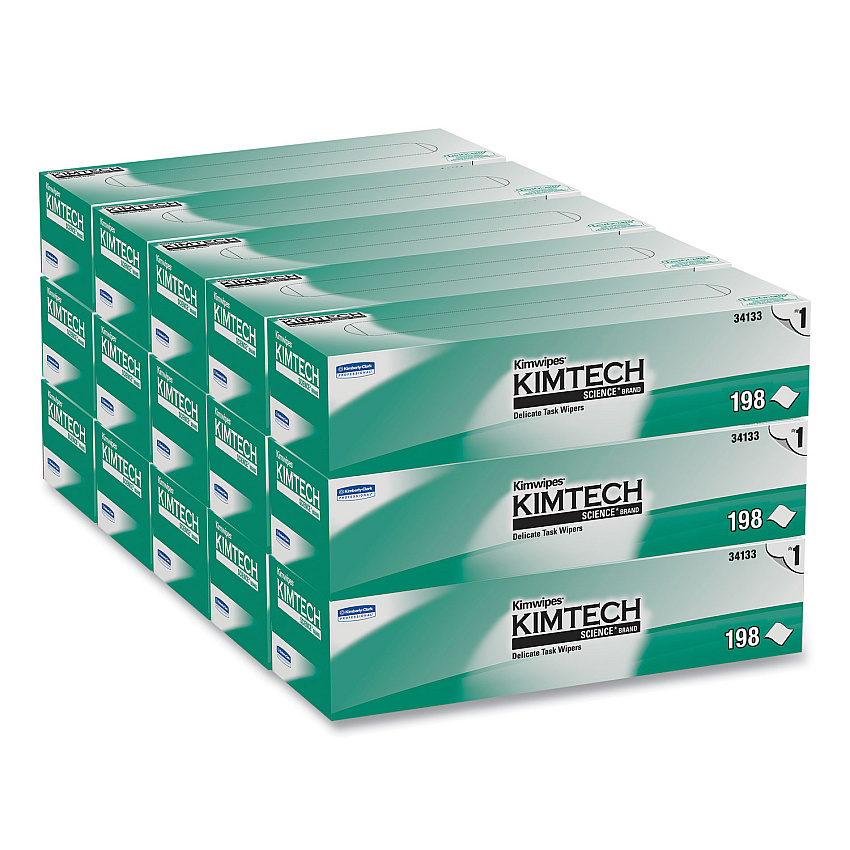 Kimtech Kimwipes Delicate Task Wipers, 1-Ply, 11.8 x 11.8, Unscented, White, 198/Box, 15 Boxes/Carton (KCC34133)