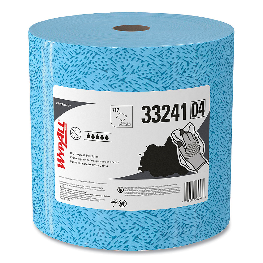 WypAll Oil, Grease and Ink Cloths, Jumbo Roll, 9.8 x 12.2, Blue, 717/Roll (KCC33241)