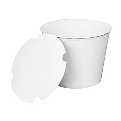 Karat Food Bucket with Lid, 130 oz, 8.46" Dia x 6.6"h, White, Paper, 150/Carton (KRTCFB130WBNDLE)