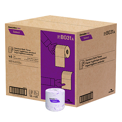 Cascades PRO Select Standard Bath Tissue, 2-Ply, White, 4 x 3.25, 420 Sheets/Roll, 48 Rolls/Carton (CSDB031)