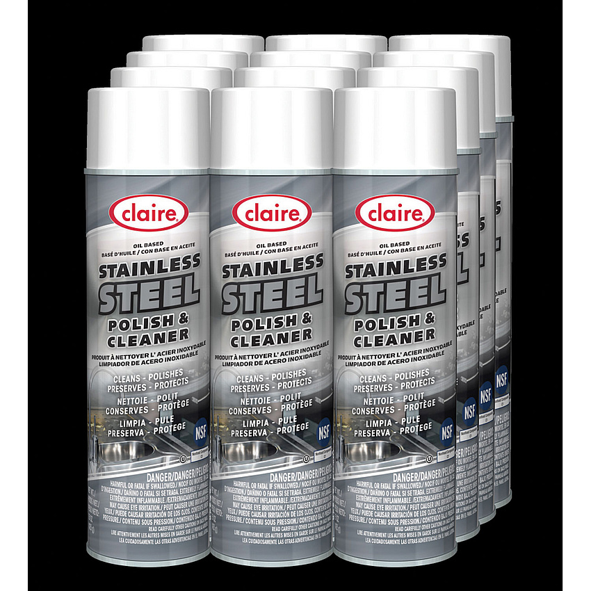 Claire Stainless Steel Polish and Cleaner, Lemon Scent, 15 oz Aerosol Spray (CGC841EA)