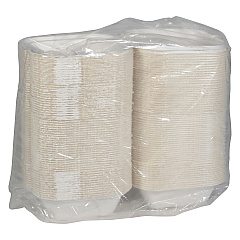 Pactiv Evergreen EarthChoice PFAS Free Compostable Hinged Lid Container, 6 x 6 x 3, Natural, Sugarcane, 500/Carton (PCTYMCH0080PFFR)