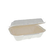 Pactiv Evergreen EarthChoice PFAS Free Compostable Hinged Lid Container, 9 x 6 x 3, Natural, Sugarcane, 150/Carton (PCTYMCH0089PFFR)