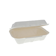 Pactiv Evergreen EarthChoice PFAS Free Compostable Hinged Lid Container, 9 x 6 x 3, Natural, Sugarcane, 150/Carton (PCTYMCH0089PFFR)