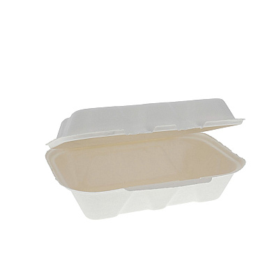 Pactiv Evergreen EarthChoice PFAS Free Compostable Hinged Lid Container, 9 x 6 x 3, Natural, Sugarcane, 150/Carton (PCTYMCH0089PFFR)