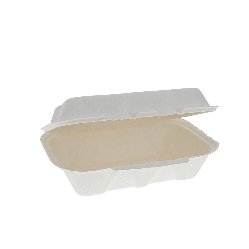 Pactiv Evergreen EarthChoice PFAS Free Compostable Hinged Lid Container, 9 x 6 x 3, Natural, Sugarcane, 150/Carton (PCTYMCH0089PFFR)