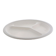 Pactiv Evergreen EarthChoice PFAS Free Compostable Dinnerware, 3-Compartment Plate, 10.25" dia, Natural, 500/Carton (PCTMC50044PFREE)
