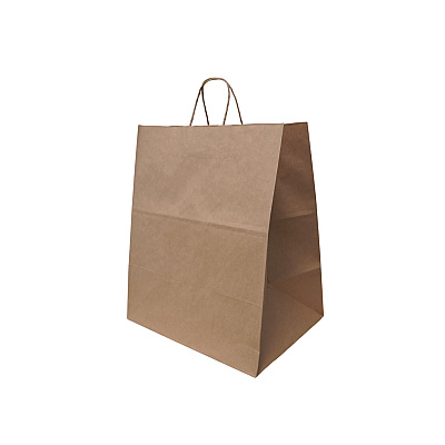 Solupac Emporium Twist Handle Bag, Natural Twisted-Paper Handles, 14" x 9.84" x 15.5", Natural, 200/Carton (TDPTKNEMSHDE)